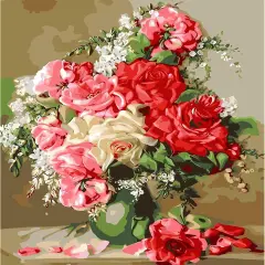 Paint by Number for Adults - DIY Acrylic Paint Art Kit on Canvas, 15.7x19.6in - Rose Vase Home Decor Gift