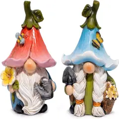 Garden Gnome Decorations Handcrafted Outdoor Ornaments Spring Gnome Figurines Flower Gnome Statues Perfect for Garden, Patio, and Balcony D&eacute;cor