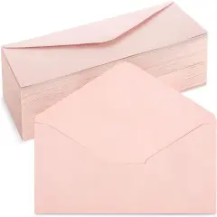 96-Pack #10 Blush Pink Envelopes Bulk with Gummed Seal and V-Flap for Party Invitations, Mailing Business Letters, Checks, Invoices, Baby Showers, Banquets, Weddings (4 1/8 x 9 1/2 Inch)