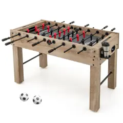 Natural MDF Full Size Foosball Table with Metal Rods, Cup Holders and Adjustable Legs