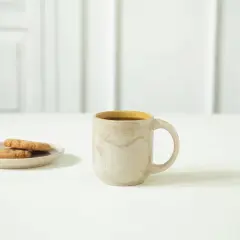 Handcrafted 7oz Beige Ceramic Coffee Mug &ndash; Stylish & Compact for Your Favorite Brew