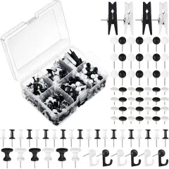600 Pcs Decorative Push Pins, 6 Types Colorful Thumb Tacks for Bulletin Board Wall Cork Board Map Office Classroom Crafts Project(Black White)