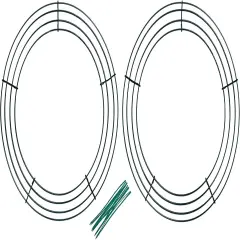 Pack of 2 Wire Wreath Frame (12 Inch) &ndash; Round Metal Wreath Form for Crafts & Floral Decorations on Home Party Celebrations, Dark Green