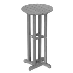 HDPE Round Outdoor Patio Bar Table with Stainless Steel Frame Gray