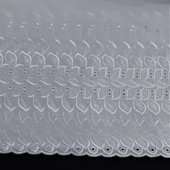 1 Yard White Single Side Embroidered Eyelet Fabric 80% Polyester 20% Cotton 43/44 Wide