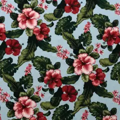 1 Yard Hibiscus Plumeria Monstera Banana Leaf Cotton Upholstery Fabric 56-58 inches Wide