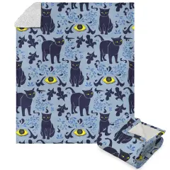 Halloween Silk Touch Sherpa Throw Blanket Eyes And Cats