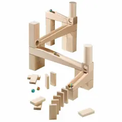 HABA Wooden Marble Run Ball Track Building Set for 3-10 Year Olds, STEM Toy with 44-Piece Wooden Track and Marbles, Montessori Toys for 3-5 Year Olds Multicolor