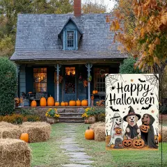 Yard Happy Halloween Dog Pumpkin Garden Flag 12x18(Halloween1)