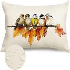 Fall Outdoor Pillow Covers 12x20 Inch Waterproof Outdoor Thanksgiving Maple Leaf Decor