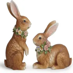 Spring Garden Patio Bunny Figurine Set (2pcs) The Perfect Accent for a Wonderful Garden-Easter Bunny Figurine