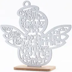 12pcs Wood Religious Centerpiece Cross Guardian Angel Baby Wings Silver