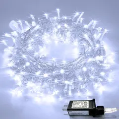 33ft 100 LED White Christmas Lights, 8 Modes Connectable Clear Wire Twinkle Fairy String Lights Indoor, Plug-in Christmas String Lights Outdoor Waterproof for Christmas Wedding Party Tree