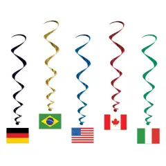30 Piece Bulk International Flag Party Whirls
