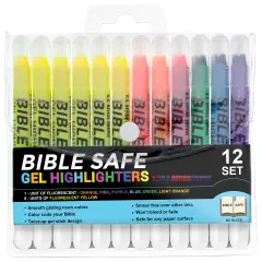 U.S. Office Supply Bible Safe Highlighter Set of 12, 6 Neon Yellow Highlight Colors & 6 Additional Colors, Dry Bible Highlighters No Bleed, Fade or Smear, Safe Gel Markers, Accessories, Study Guide