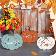 3 Pcs Fall Decorations for Home Outdoor(blue, white, orange)