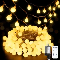 33ft Warm White Christmas String Lights Plug in with Remote