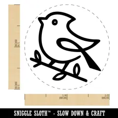 Contour Simple Cardinal Bird On Branch Self-Inking Rubber Stamp Crafting Dry Pad