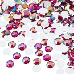 John Bead 6mm (SS28) Round Acrylic Flat Back Rhinestones, 1000pcs Fuchsia AB