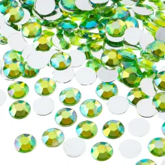 John Bead 8mm (SS39) Round Acrylic Flat Back Rhinestones, 1000pcs Peridot AB