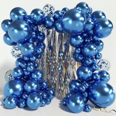 Metallic Blue Balloon Different Sizes 110 Pcs 18 12 10 5 Inch Chrome Balloon Garland Arch Kit Confetti Balloons Blue Latex Party Balloons for Graduation Baby Shower Birthday Wedding Party Decorations