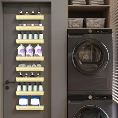 8-Tier Over The Door Pantry Organizer with Adjustable Baskets - Black Hanging Spice Rack, Door-Mounted Storage for Kitchen, Bathroom, Laundry Room - No Drilling