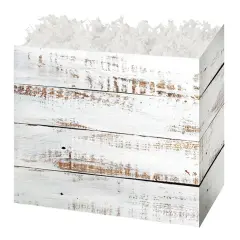 Distressed White Wood Basket Box