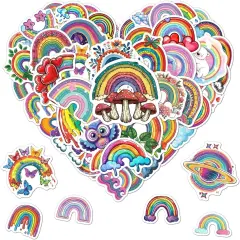 Pack 50 Pcs Pride LGBT Cute Rainbow Stickers for Water Bottles Funny Laptop Luggage Computer Scrapbooking Teens Girls Boys Adults Waterproof Aesthetic Sticker Small Vinyl Decals