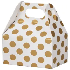 Pack/6: Metallic Gold Dots Gable Box - 4 x 2-1/2 x 2-1/2"