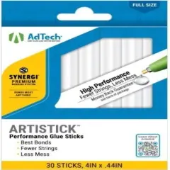 Full-Size Artistick High Performance Hot Glue Sticks - 30 Sticks, Hi-Temp, Strong Bonding for Crafts, Repairs, and DIY Projects