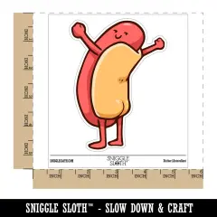 Water Bottle Sticker Set Hot Dog Buns Butt Food Funny Cute Waterproof Vinyl Stickers Pack Decal, Skateboard, Laptop, Car, Window, Bumper - 5 Pack