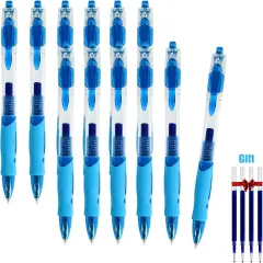 Blue Gel Pens, 12 Pcs Retractable Fine Point 0.7mm With 4 Refills,Blue Pen，Featuring Smooth Writing And Quick-Drying Ink, Suitable For Women, Men, Journaling, School, And Office Use