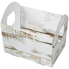 Pack/6: Distressed White Wood Presentation Trays - 11-1/4 x 7-1/2 x 2-1/2"