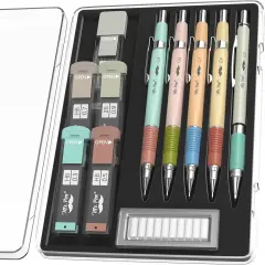 Mechanical Pencil Set, 5 Sizes, 0.3, 0.5, 0.7, 0.9, 2mm, Anti Skidding Grip Cute Mechanical Pencils, Sketching Pencils, Aesthetic Mechanical Pencils, Pastel Mechanical Pencils