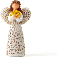 Hand-Painted Angel with Sunflower & Tree of Life Design