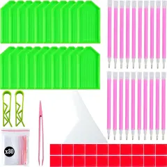 94PCS 5D Diamond Art Painting Tools and Accessories Kits,with 20 Plastic Diamond Trays,20pcs Glue Clay,20 Diamond Art Painting pens,Non-Slip Clips,tweezer,and Diamond Crreection