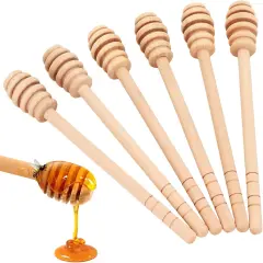 6 Pcs Honey Dipper Sticks, 6.3 Inch Wooden Honey Mixing Stirrer for Honey Jar Dispense Drizzle Honey, Honey Comb Sticks Honey Wand for Bridal Shower Baby Shower Wedding Party Favors