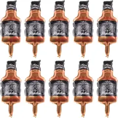 10 Pcs Whisky Bottle Balloons Whiskey Bottle Shape Aluminum Mylar Foil Balloons Beer Festival Birthday Party Whisky Theme Party Decoration