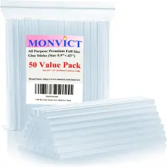 Hot Glue Sticks, Pack of 50 (1.54 lb) 6"Long 0.43" Diameter Full-Size Hot Glue Gun Sticks Art Glues Pastes Hot Melt Sticks for Most Large Glue Guns, Clear Glue Sticks for DIY, Arts & Crafts