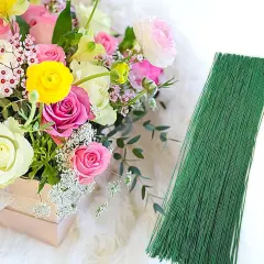 300 PCS 22 Gauge Floral Flower Stem Wire,16 Inches Floral Stem Wire Flower Arrangements,Floral Wire for Florist Flower Arrangement Bouquent Stem Wrapping and DIY,Dark Green