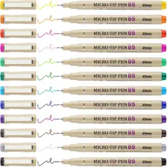 [12 Colors] 05 Micro, Fineliner Pen Set Ink, Fine Point Pen,Multi-liner, Sketching, Anime,Artist Illustrating/Technical Drawing,Office Documents