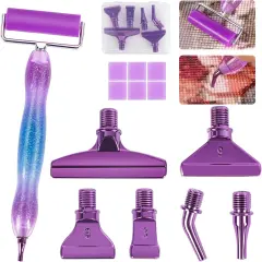 Ergonomic Diamond Painting Art Pen Accessories & Tools with 6 Metal Tips, 6 Painting Glue Clay, Roller,Multi Placer Tips for DIY Crafts