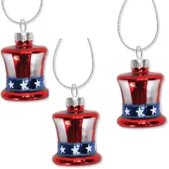 Sam Blown Glass Patriotic Ornaments Handcrafted Hanging Tree Decorations