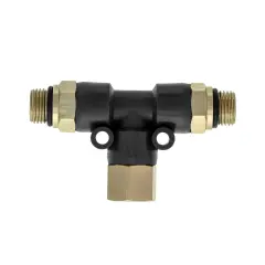 2-Way Air Hose Splitter Manifold - 1/8" BSP Fittings; 2 Male Air Outlets and 1 Female Air Inlet