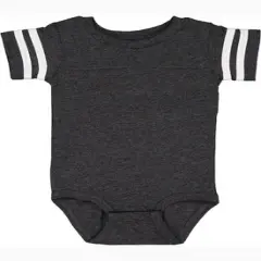 Rabbit Skins&reg; Infant Football Classic Crew Neck Short Sleeve Bodysuit VN SMOKE BD WHT