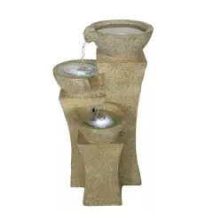 Cascading Bowls Fountain LED Lights Outdoor 25 Inch High Pump Included