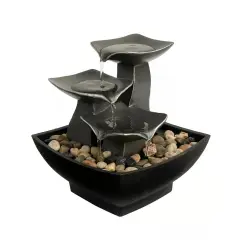 Tabletop Water Fountain Raku Bowls Waterfall Effect River Rocks Soothing Sound