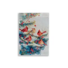 Snowy Cardinal Burlap Garden Flag