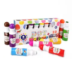 Vaci Dot Markers Set - 8 Paint Markers, 10 Coloring Stencils | Washable, Water-Based & Easy Grip | Good for Bingo, Crafts & Classrooms | For Toddlers, Preschoolers & Kids Multicolor