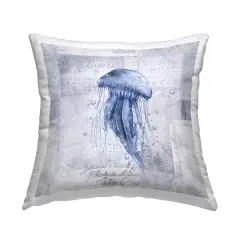 Stupell Industries Vintage Collaged Jellyfish Indoor Pillow, 18 x 7 x 18